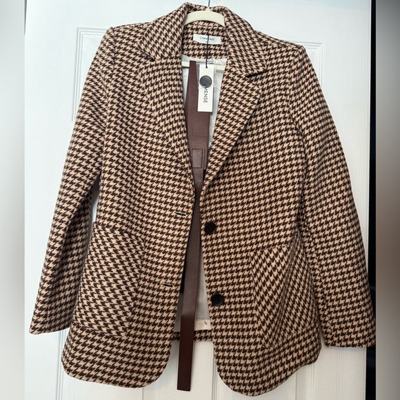 Commense Houndstooth Split Blazer With Belt Size XS NWT - Picture 4 of 5